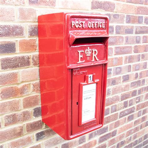 red metal post box|red wall mounted post box.